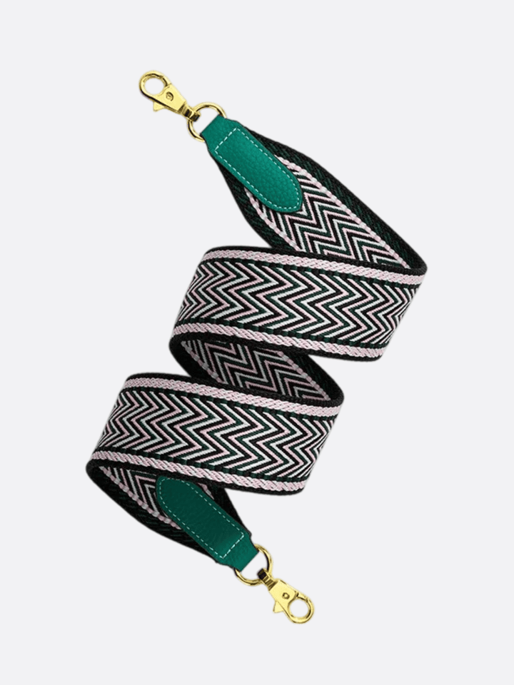 bandoulière vert avec mousqueton doré
