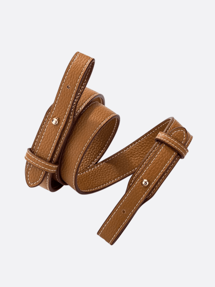 bandoulière cuir pour sac camel bouton doré