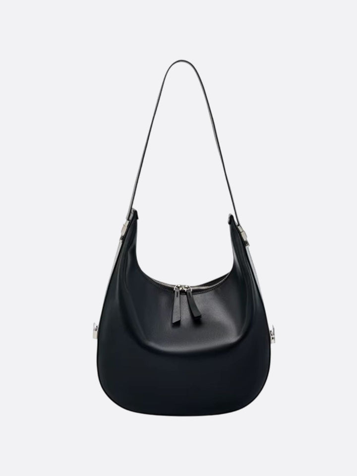 sac demi-lune cuir noir