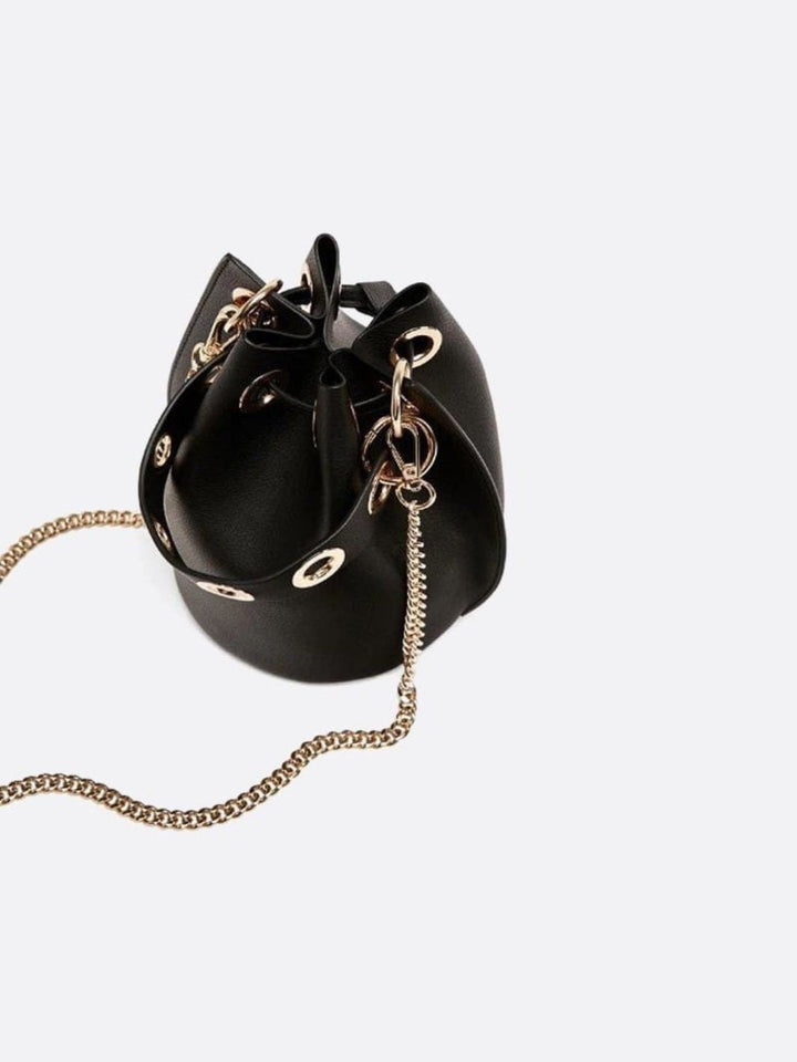 Small leather bucket bag 