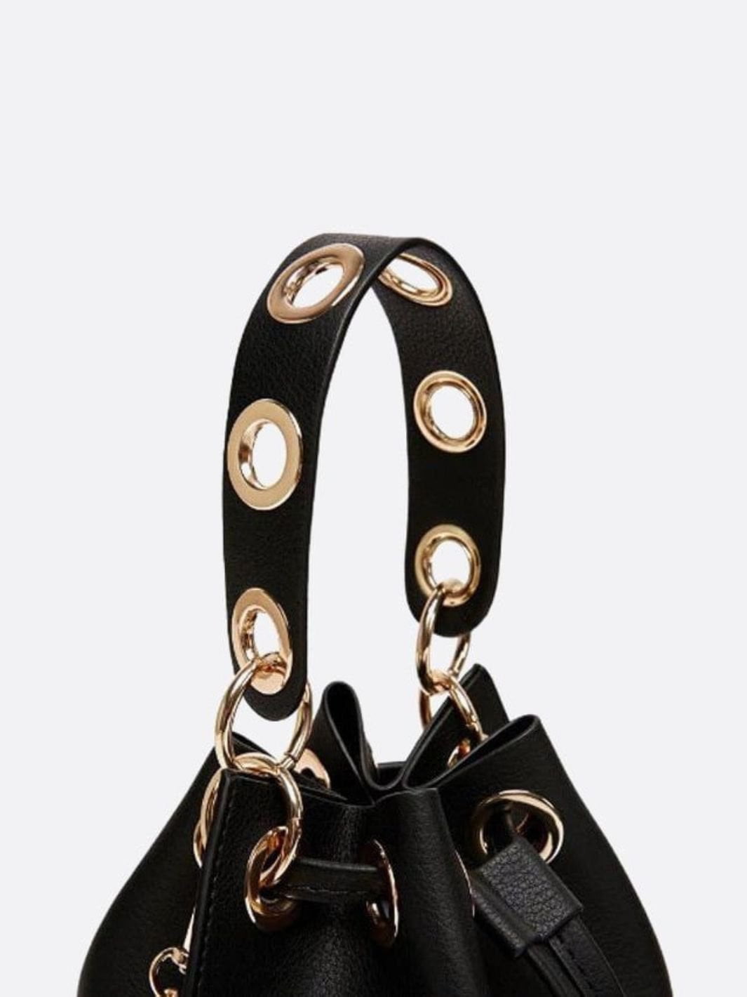 Small leather bucket bag 