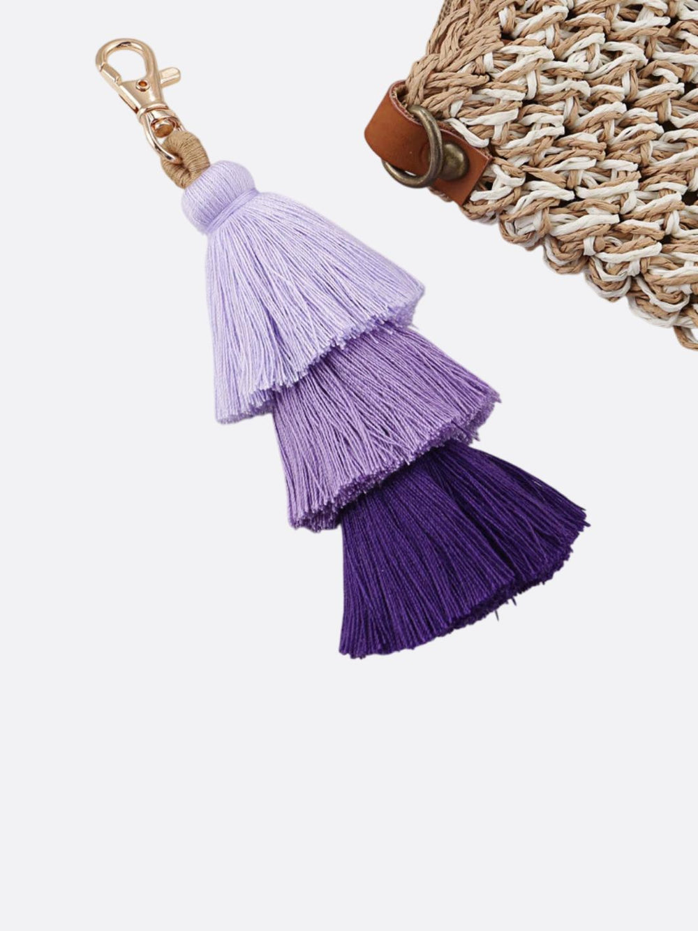 Pompon pour sac bleu lavande