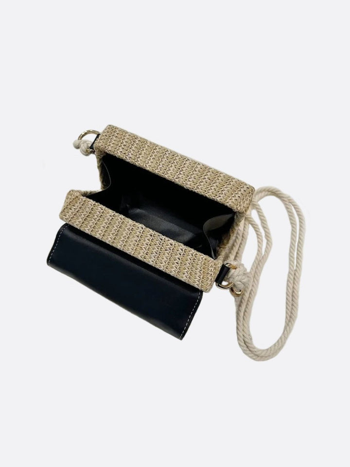 Straw and leather handbag