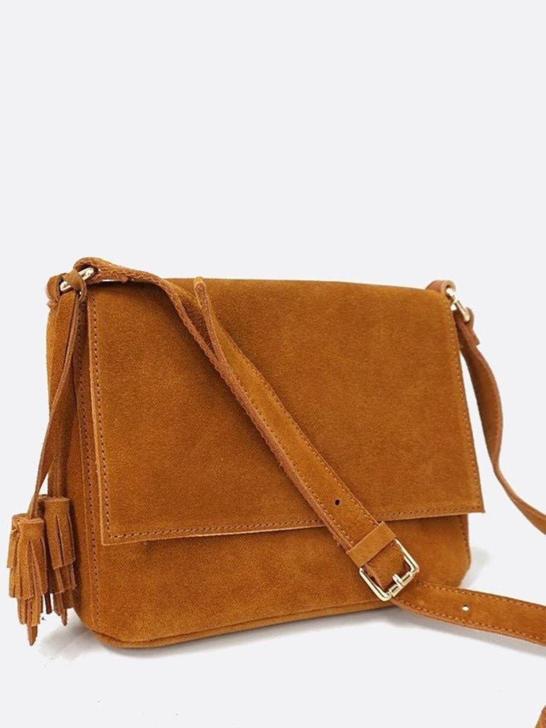 Sac bandoulière daim camel