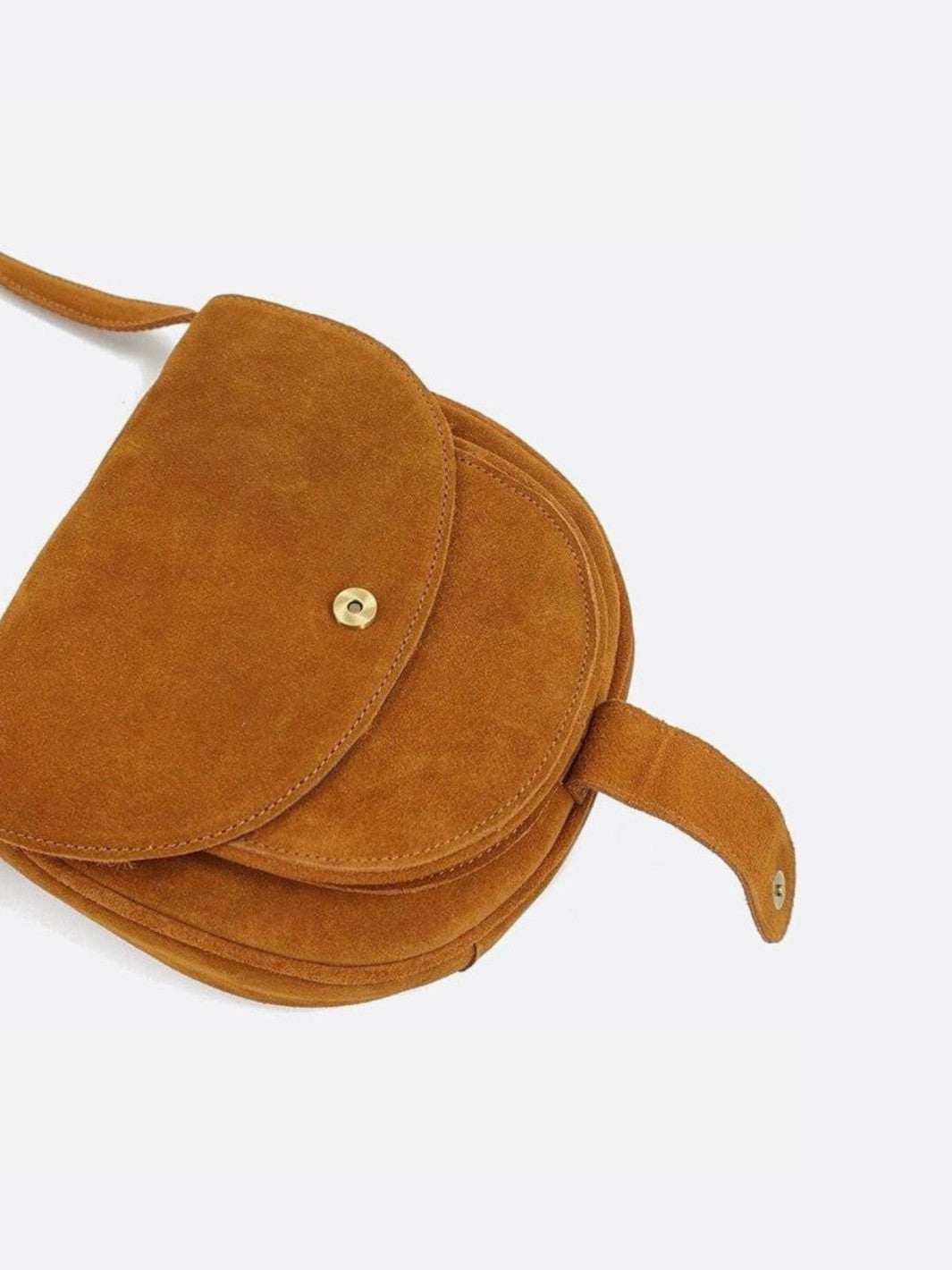 Camel suede shoulder bag