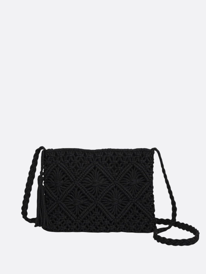 Sac besace macramé noir