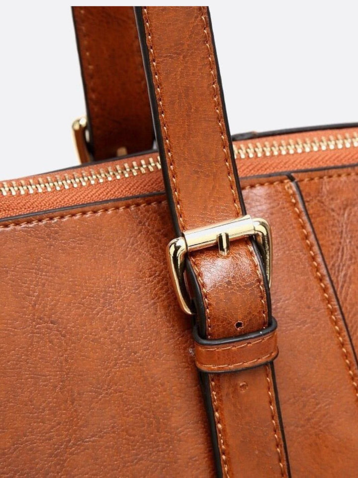 Camel leather tote bag