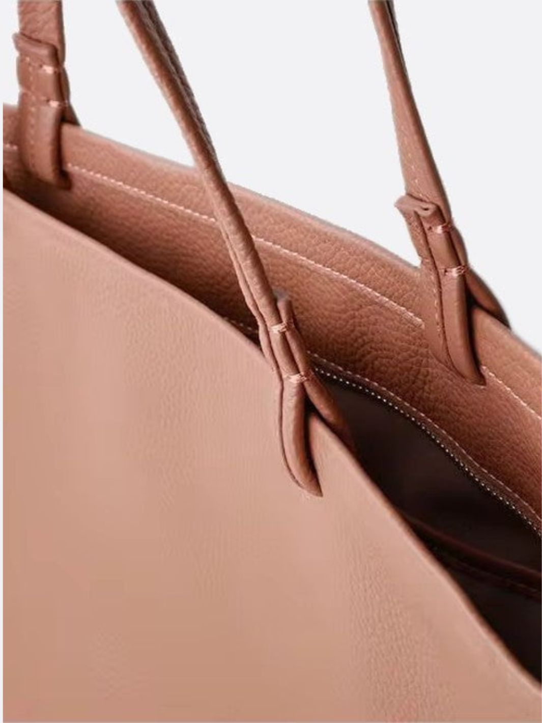 Leather tote bag with zipper