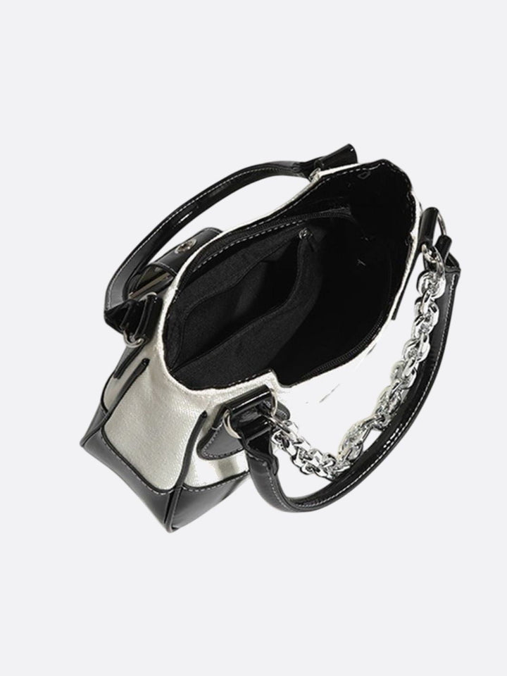 Canvas and leather shoulder bag