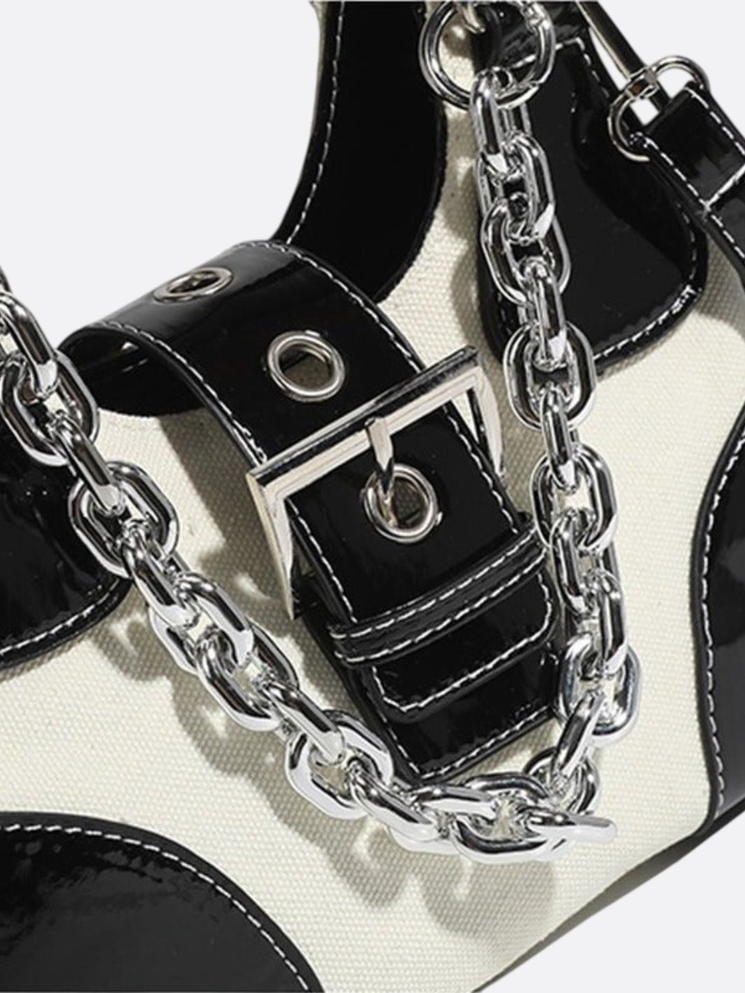 Canvas and leather shoulder bag