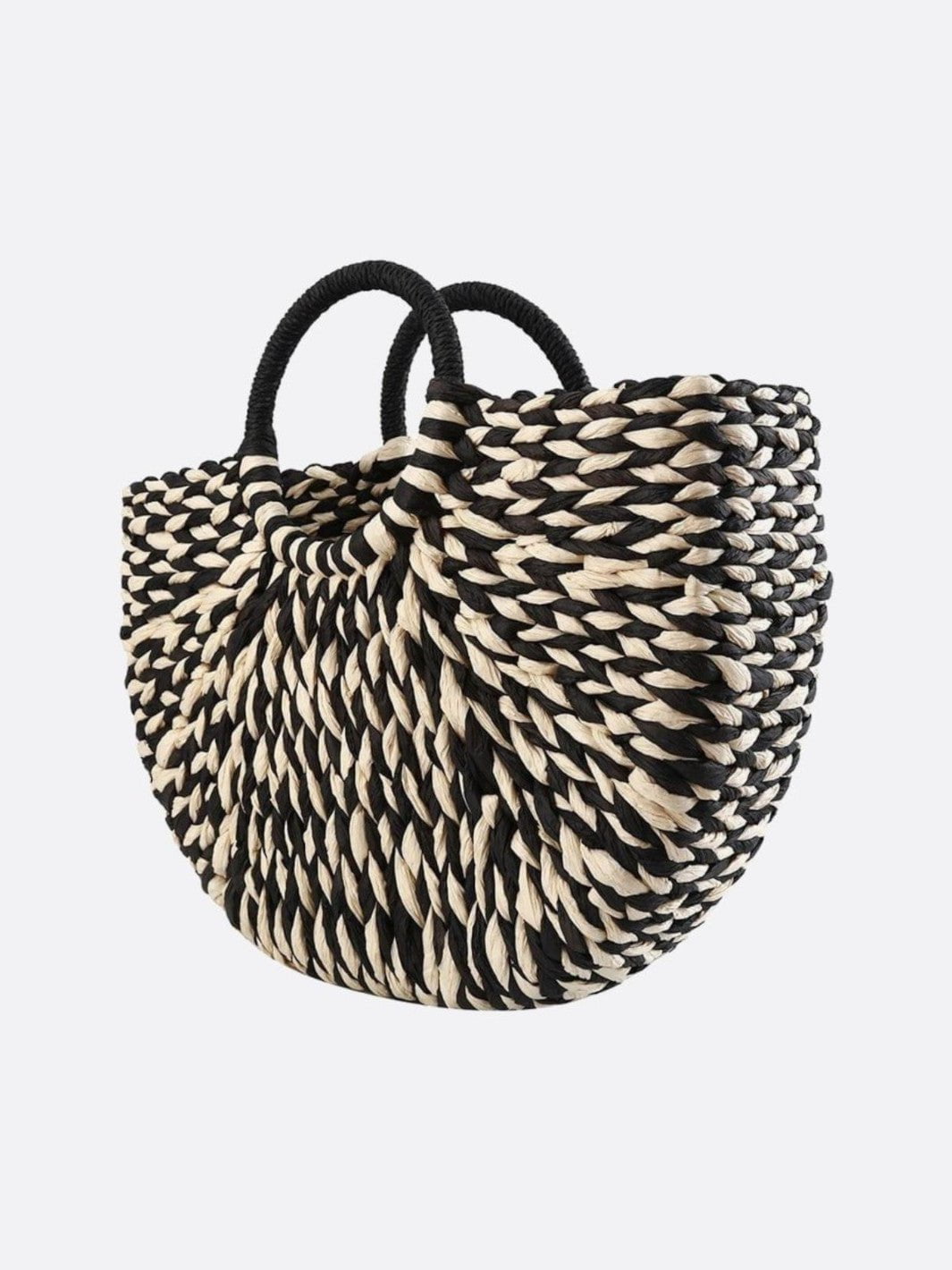 Sac panier osier noir et blanc