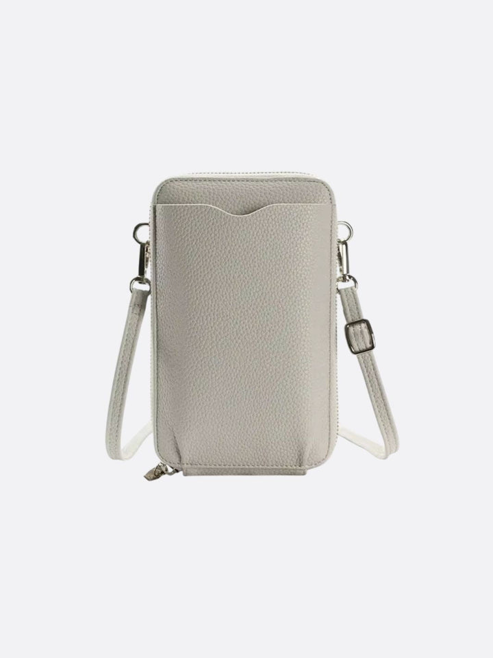 sac téléphone portefeuille gris